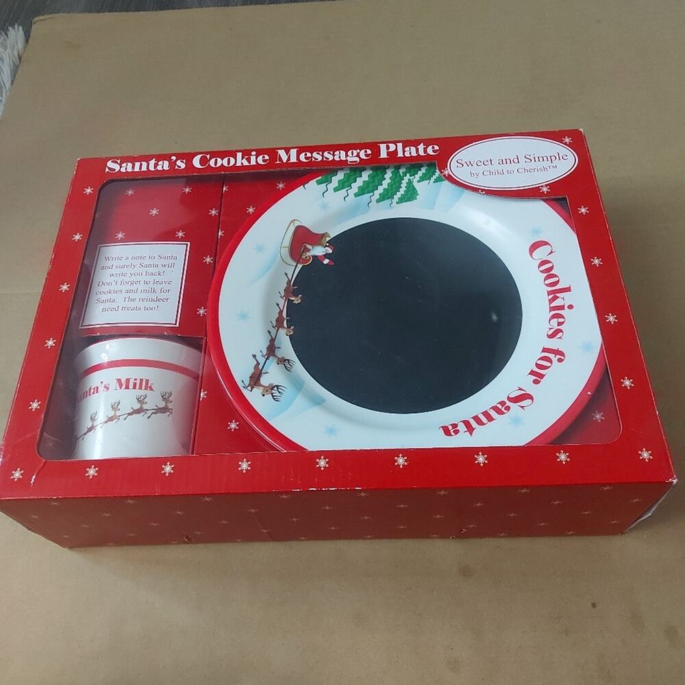 Santa's Cookie Message Plate + Reindeer Food Christmas Eve Holiday December Xmas